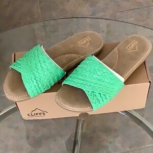 Cliffs by WHITE MOUNTAIN Green Sandals with Textured Upper and Wedge Sole
